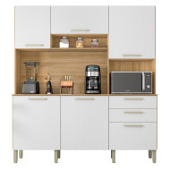 Buffet de Cuisine 6 Portes 2 Tiroirs Chêne et Blanc Largeur 180 cm