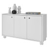 Buffet Meuble de Rangement Blanc 3 Portes sur Roulettes