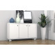 Buffet Meuble de Rangement Blanc 3 Portes sur Roulettes