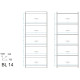 Bibliothèque Bookcase Blanc 5 Niches Largeur 70 cm