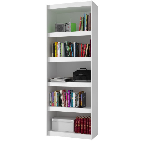 Bibliothèque Bookcase Blanc 5 Niches Largeur 70 cm