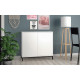 Buffet Blanc 2 Portes 4 Niches Pieds Métal Noirs Square