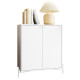 Buffet Blanc 2 Portes 3 Niches Pieds Métal Ronds