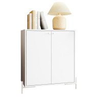 Buffet Blanc 2 Portes 3 Niches Pieds Métal Ronds