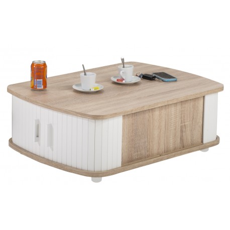 Table Basse Rectangle 80 cm Chêne 4 Rideaux