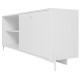 Meuble TV Bar 60 Pouces Blanc 1 Porte 4 Niches Pieds Métal Ronds