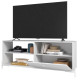 Meuble TV Bar 60 Pouces Blanc 1 Porte 4 Niches Pieds Métal Ronds