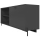 Meuble TV Bar 60 Pouces Noir 1 Porte 4 Niches Pieds Métal Ronds