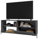 Meuble TV Bar 60 Pouces Noir 1 Porte 4 Niches Pieds Métal Ronds