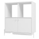 Buffet Armoirette 2 Portes 4 Niches Blanc L 75 cm sur PIeds Métal Ronds