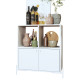 Buffet Armoirette 2 Portes 4 Niches Blanc L 75 cm sur PIeds Métal Ronds