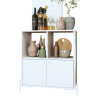 Buffet Armoirette 2 Portes 4 Niches Blanc L 75 cm sur PIeds Métal Ronds