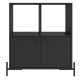 Buffet Armoirette 2 Portes 4 Niches Noir L 75 cm sur PIeds Métal Ronds