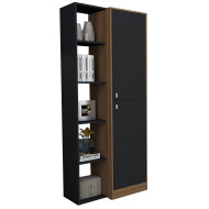 Armoire 2 Portes et Rayonnage Châtaignier Noir