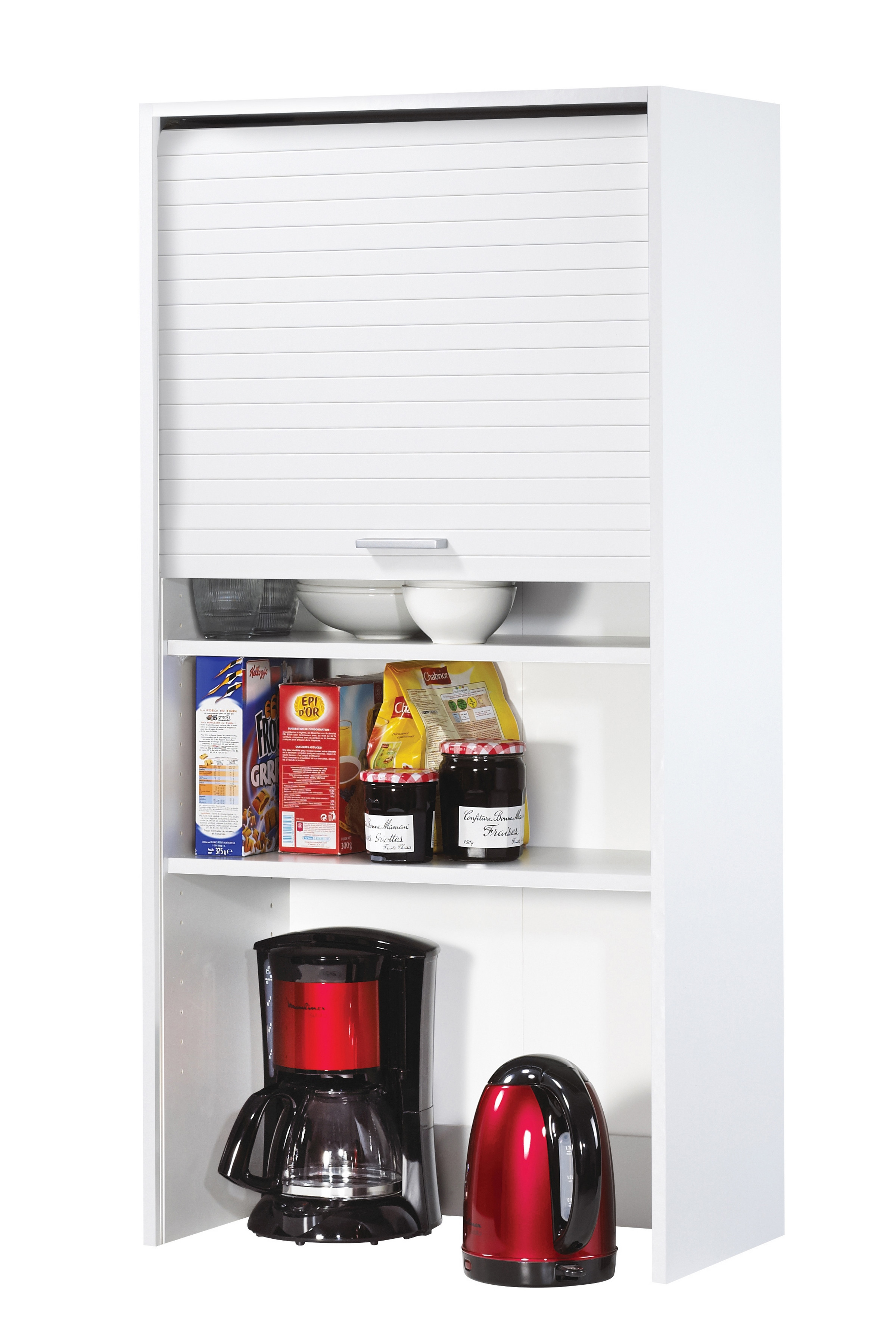 Meuble de Cuisine Blanc 1 Rideau 3 Niches - Coloris: Noir Meuble de Cuisine Blanc 1 Rideau 3 Niches - Coloris: Noir