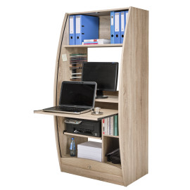 Armoire Informatique Galbée 80 cm Chêne 6 Niches