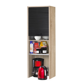 Meuble de Cuisine Chêne Rideau Noir 3 Etagères Larg 40 Haut 123.6 Prof 35 cm