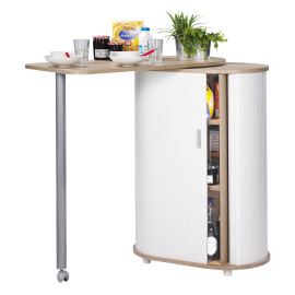 Mange-Debout Chêne Blanc Table Pivotante 3 Niches 104,8 x 105,1 x 44 cm