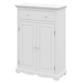 Buffet Le Parisien Charme Blanc 2 Portes 1 Tiroir 2 Tablettes 94 x 134 x 42 cm