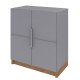 Armoire Basse 2 Portes Gris Mat 4 Niches