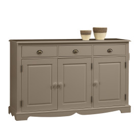 Buffet Taupe Style Anglais 3 Portes 3 Tiroirs 4 Niches L 146.6 H 89.6 P 42.5 cm