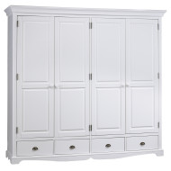Grande armoire 4 portes 4 tiroirs style anglais blanc 40204