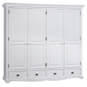 Grande armoire 4 portes 4 tiroirs style anglais blanc 40204