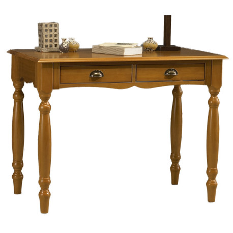 Table à écrire style anglais pin miel 2 tiroirs 38150