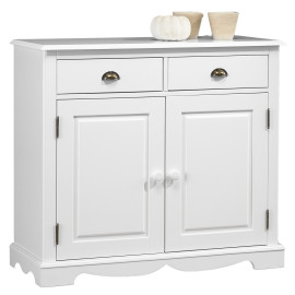 Buffet Blanc 2 Portes 2 Tiroirs Charme 2 Niches L 101 H 90 P 42 cm