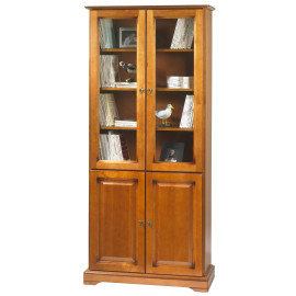 Bibliothèque 4 Portes Merisier 6 Niches 5 Tablettes L 82.4 H 182.2 P 33 cm