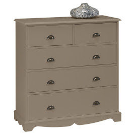 Commode 5 Tiroirs Taupe Style Anglais L 96.2 H 97.4 P 42.5 cm