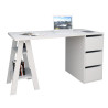 Bureau 1 Tréteau et Caisson 3 Tiroirs Blanc 