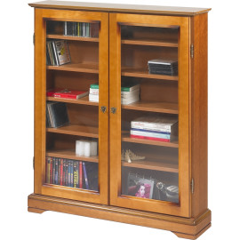 Vitrine 2 Portes Vitrées Merisier 6 Niches L 92.4 H 105.8 P 21.5 cm