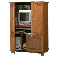 Armoire Informatique Chêne 4 Portes 7 Niches L 97 H 141 P 54 cm