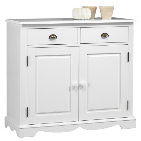 Bahut / buffet bas 2 portes 2 tiroirs style anglais blanc 40802