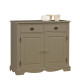 Buffet 2 Portes 2 Tiroirs Gris Taupe 2 Niches Style Anglais L 101 H 90 P 42 cm