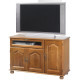 Meuble TV 55 Pouces Chêne 3 Portes 1 Abattant 6 Niches L120.6 H 77 P 46.5 cm