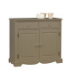 Buffet 2 Portes 2 Tiroirs Gris Taupe 2 Niches Style Anglais L 101 H 90 P 42 cm