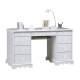 Bureau 2 Caissons Blanc 9 Tiroirs de Style Anglais L 137.5 H 74.7 P 58.3 cm