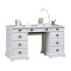 Bureau 2 Caissons Blanc 9 Tiroirs de Style Anglais L 137.5 H 74.7 P 58.3 cm