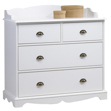 Commode 4 tiroirs + crédence style anglais blanc