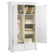 Armoire Penderie Blanche 2 Portes 2 Tiroirs 6 Niches L 114.5 H 195 P 54 cm