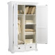 Armoire Penderie Blanche 2 Portes 2 Tiroirs 6 Niches L 114.5 H 195 P 54 cm