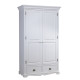 Armoire Penderie Blanche 2 Portes 2 Tiroirs 6 Niches L 114.5 H 195 P 54 cm