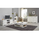 Table Basse 2 Tiroirs Blanche Style Anglais 1 Niche L 100 H 38 P 70 cm