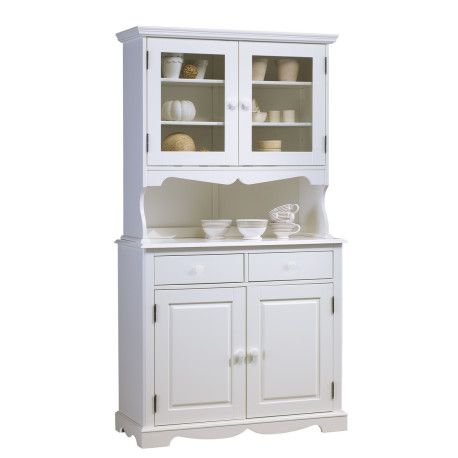 Buffet Vaisselier Blanc 4 Portes Style Anglais 6 Niches L 101 H 186 P 42 cm