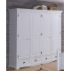 Armoire Penderie Blanche 4 Portes 4 Tiroirs 4 Etagères L 212 H 195 P 54 cm