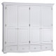 Armoire Penderie Blanche 4 Portes 4 Tiroirs 4 Etagères L 212 H 195 P 54 cm