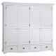 Armoire Penderie Blanche 4 Portes 4 Tiroirs 4 Etagères L 212 H 195 P 54 cm