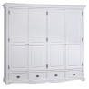 Armoire Penderie Blanche 4 Portes 4 Tiroirs 4 Etagères L 212 H 195 P 54 cm